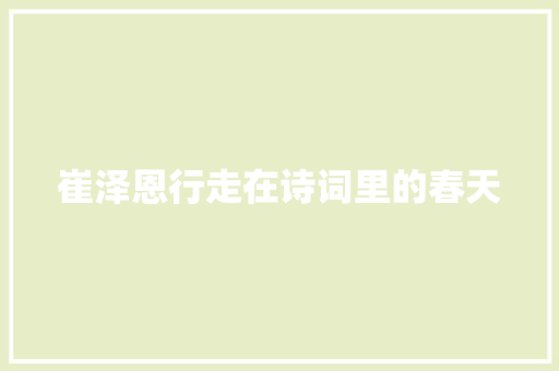 崔泽恩行走在诗词里的春天