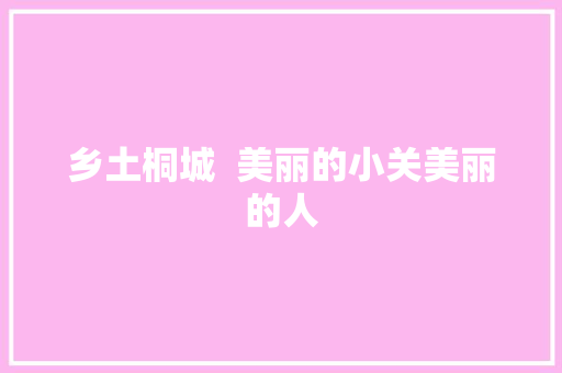 乡土桐城  美丽的小关美丽的人