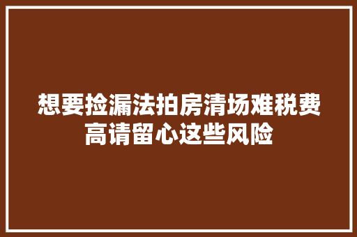 想要捡漏法拍房清场难税费高请留心这些风险