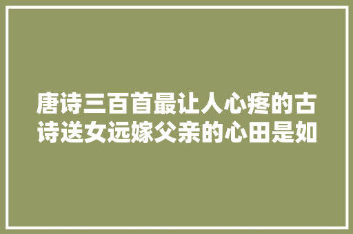 唐诗三百首最让人心疼的古诗送女远嫁父亲的心田是如斯沉重