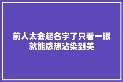 前人太会起名字了只看一眼就能感想沾染到美
