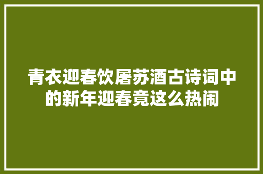 青衣迎春饮屠苏酒古诗词中的新年迎春竟这么热闹
