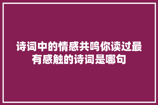 诗词中的情感共鸣你读过最有感触的诗词是哪句