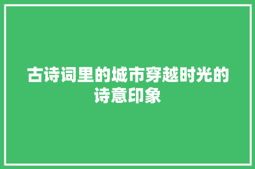 古诗词里的城市穿越时光的诗意印象