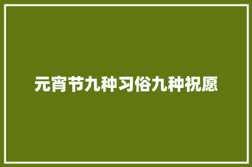 元宵节九种习俗九种祝愿