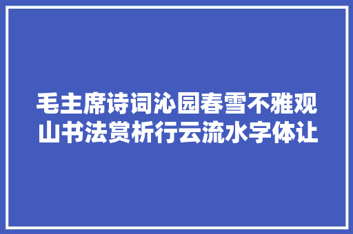 毛主席诗词沁园春雪不雅观山书法赏析行云流水字体让你耳目一新