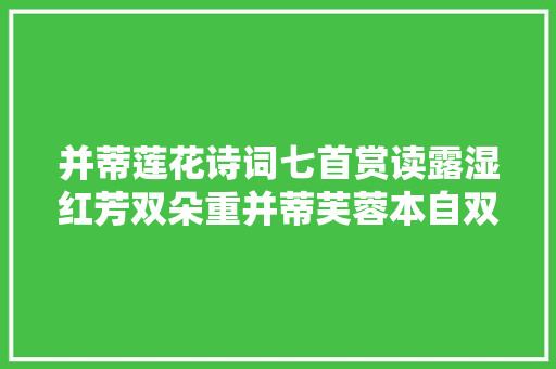 并蒂莲花诗词七首赏读露湿红芳双朵重并蒂芙蓉本自双