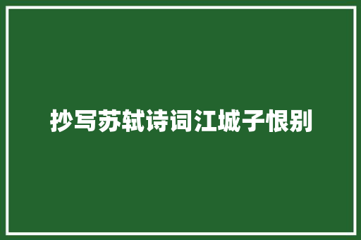 抄写苏轼诗词江城子恨别