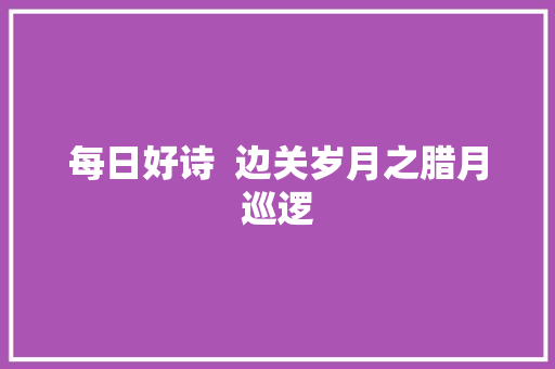 每日好诗  边关岁月之腊月巡逻