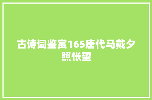 古诗词鉴赏165唐代马戴夕照怅望