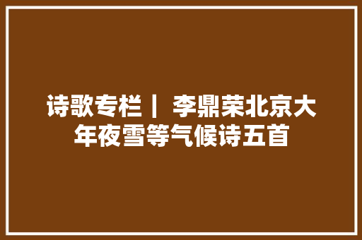 诗歌专栏｜ 李鼎荣北京大年夜雪等气候诗五首