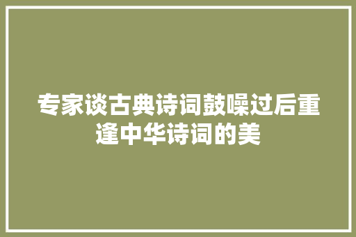 专家谈古典诗词鼓噪过后重逢中华诗词的美