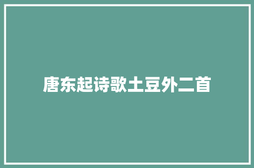 唐东起诗歌土豆外二首