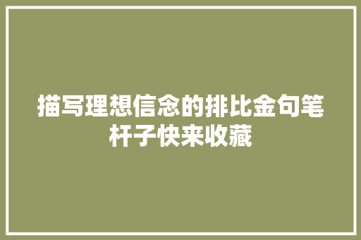 描写理想信念的排比金句笔杆子快来收藏