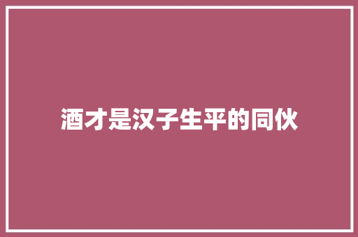 酒才是汉子生平的同伙
