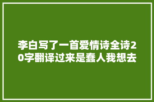 李白写了一首爱情诗全诗20字翻译过来是蠢人我想去世你了