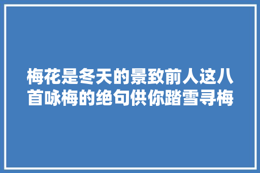 梅花是冬天的景致前人这八首咏梅的绝句供你踏雪寻梅时不雅赏