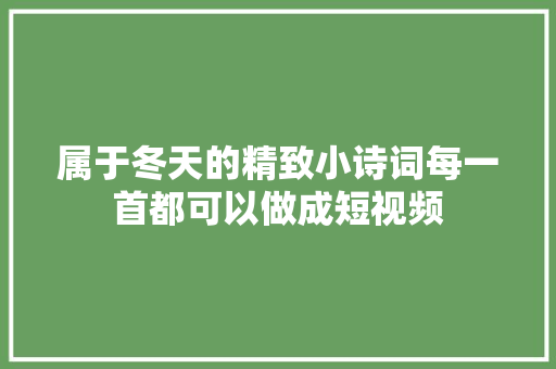 属于冬天的精致小诗词每一首都可以做成短视频