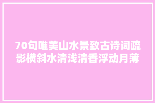 70句唯美山水景致古诗词疏影横斜水清浅清香浮动月薄暮