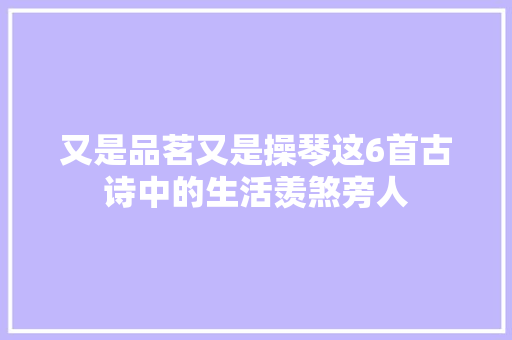 又是品茗又是操琴这6首古诗中的生活羡煞旁人