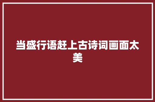 当盛行语赶上古诗词画面太美