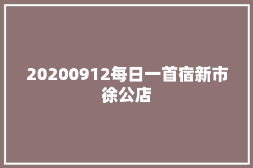 20200912每日一首宿新市徐公店