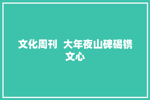 文化周刊  大年夜山碑碣镌文心