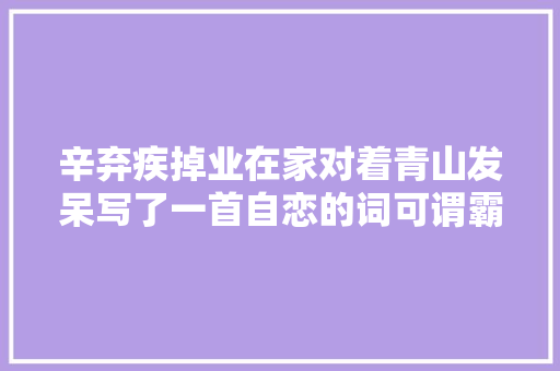 辛弃疾掉业在家对着青山发呆写了一首自恋的词可谓霸气实足