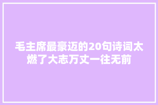 毛主席最豪迈的20句诗词太燃了大志万丈一往无前