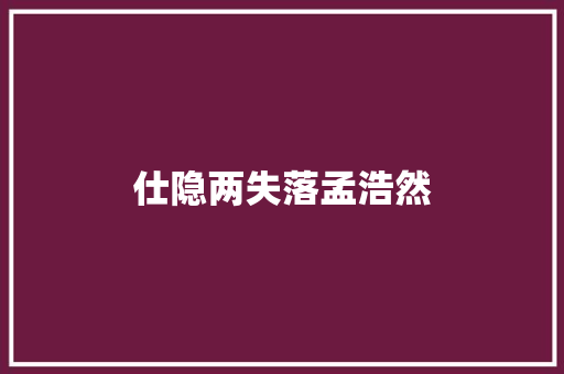 仕隐两失落孟浩然