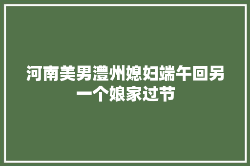 河南美男澧州媳妇端午回另一个娘家过节