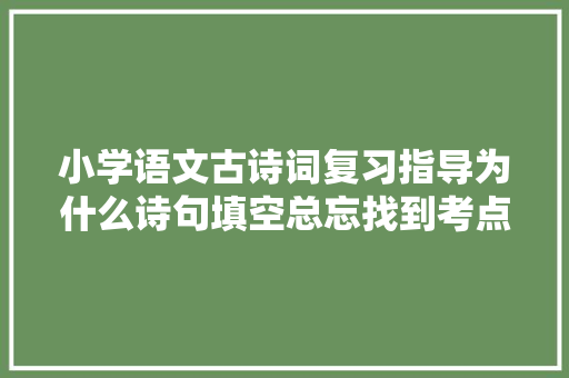 小学语文古诗词复习指导为什么诗句填空总忘找到考点才能得分