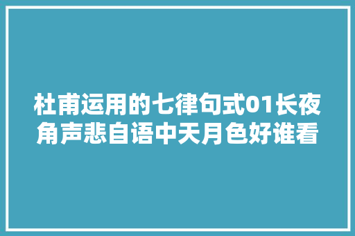 杜甫运用的七律句式01长夜角声悲自语中天月色好谁看