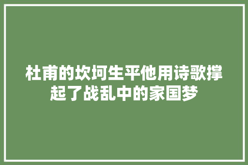 杜甫的坎坷生平他用诗歌撑起了战乱中的家国梦