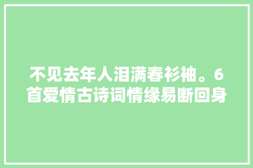 不见去年人泪满春衫袖。6首爱情古诗词情缘易断回身百年