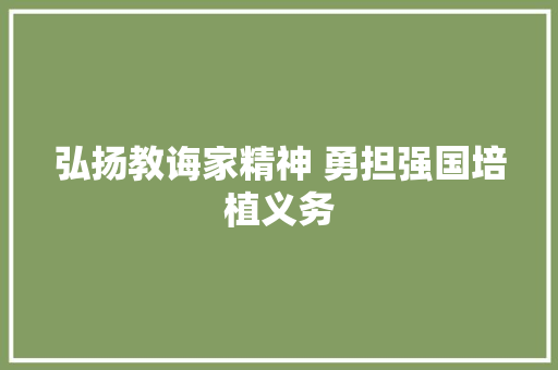 弘扬教诲家精神 勇担强国培植义务