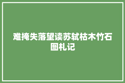 难掩失落望读苏轼枯木竹石图札记