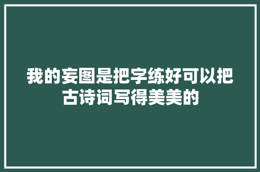 我的妄图是把字练好可以把古诗词写得美美的
