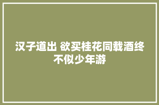 汉子道出 欲买桂花同载酒终不似少年游