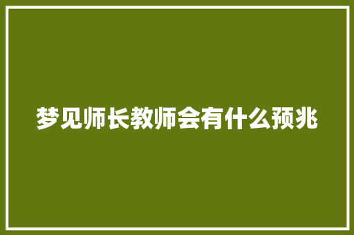 梦见师长教师会有什么预兆