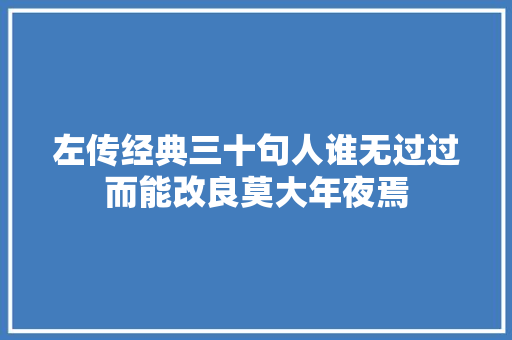 左传经典三十句人谁无过过而能改良莫大年夜焉