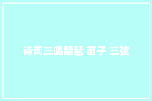 诗词三唱琵琶 笛子 三弦