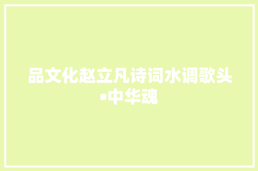 品文化赵立凡诗词水调歌头•中华魂