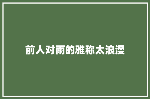 前人对雨的雅称太浪漫
