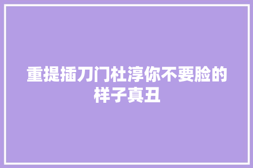 重提插刀门杜淳你不要脸的样子真丑