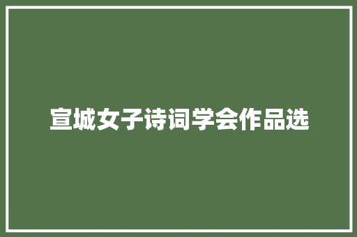 宣城女子诗词学会作品选