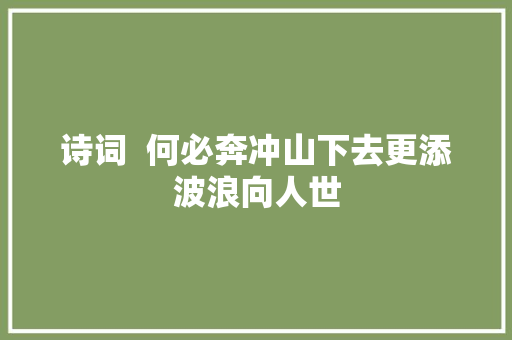 诗词  何必奔冲山下去更添波浪向人世
