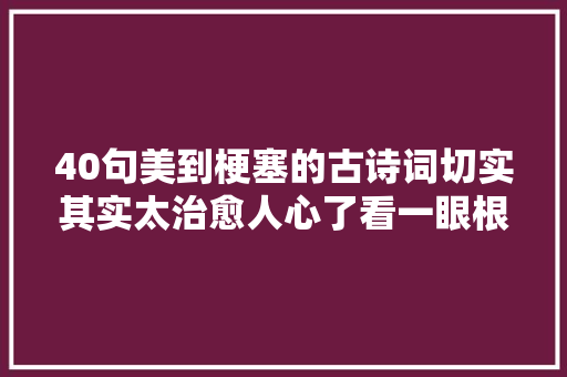 40句美到梗塞的古诗词切实其实太治愈人心了看一眼根本就忘不掉落