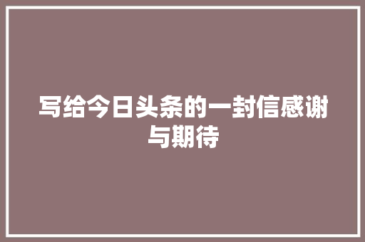 写给今日头条的一封信感谢与期待