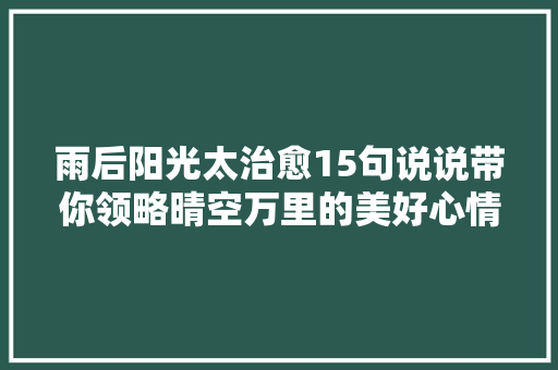 雨后阳光太治愈15句说说带你领略晴空万里的美好心情